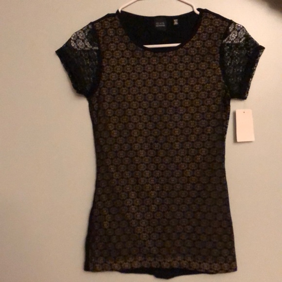 BLACK Saks Fifth Avenue Tops - Dressy black/nude lace top